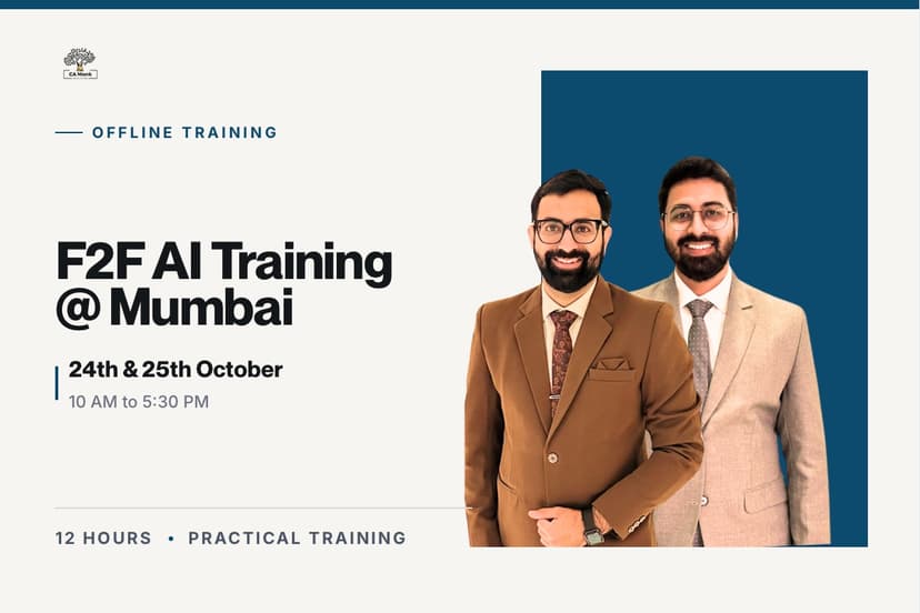 Live AI Bootcamp | F2F @ MUMBAI | Offline AI Training for Finance Professionals X CA Monk